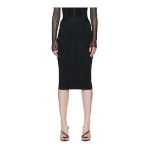 Herve Leger Variegated Rib Midi Skirt Black Size Large